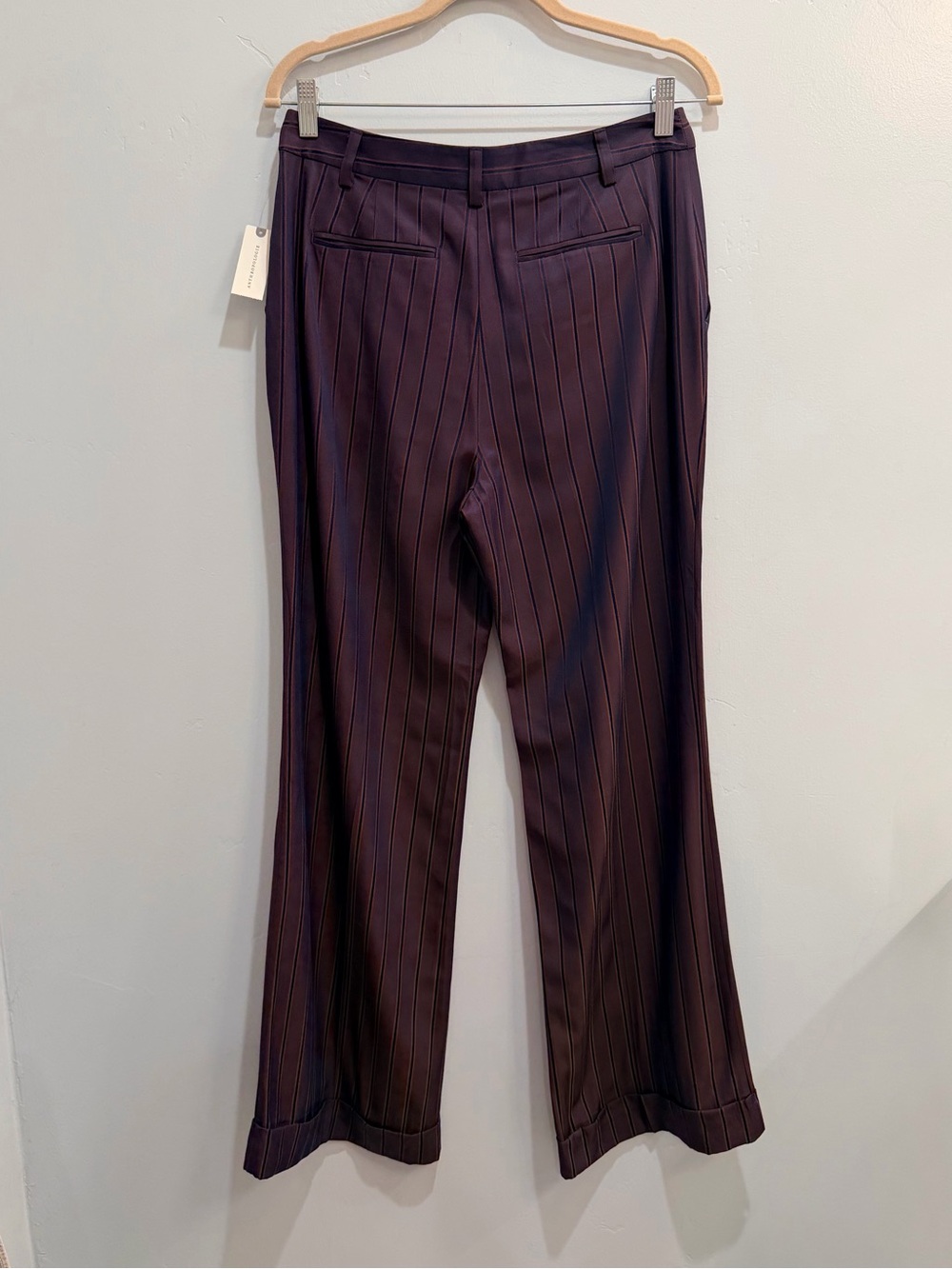 Anthropologie Maeve Cocktail Hour Stripe Suiting Trouser Pants Purple Brown Sz 6 - Picture 7 of 13